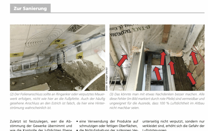 Ausschnitt aus dem Fachartikel von Holger Merkel zur Dachgeschoss Sanierung im Magazin Sanierungsvorspru