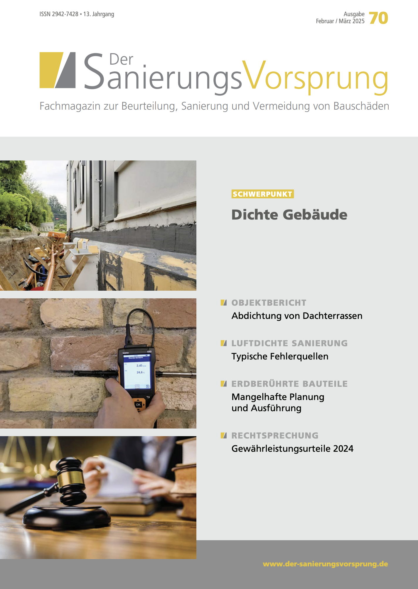 Titelseite des Magazins Sanierungsvorsprung Ausgabe 70 mit Fachartikel von Holger Merkel