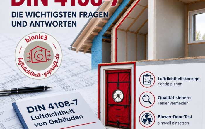 Podcastfolge 66 zur neuen DIN 4108-7: Holger Merkel und Oliver Solcher erklären die wichtigsten Änderungen der Luftdichtheitsnorm für Neubau, Sanierung und Blower-Door-Tests.